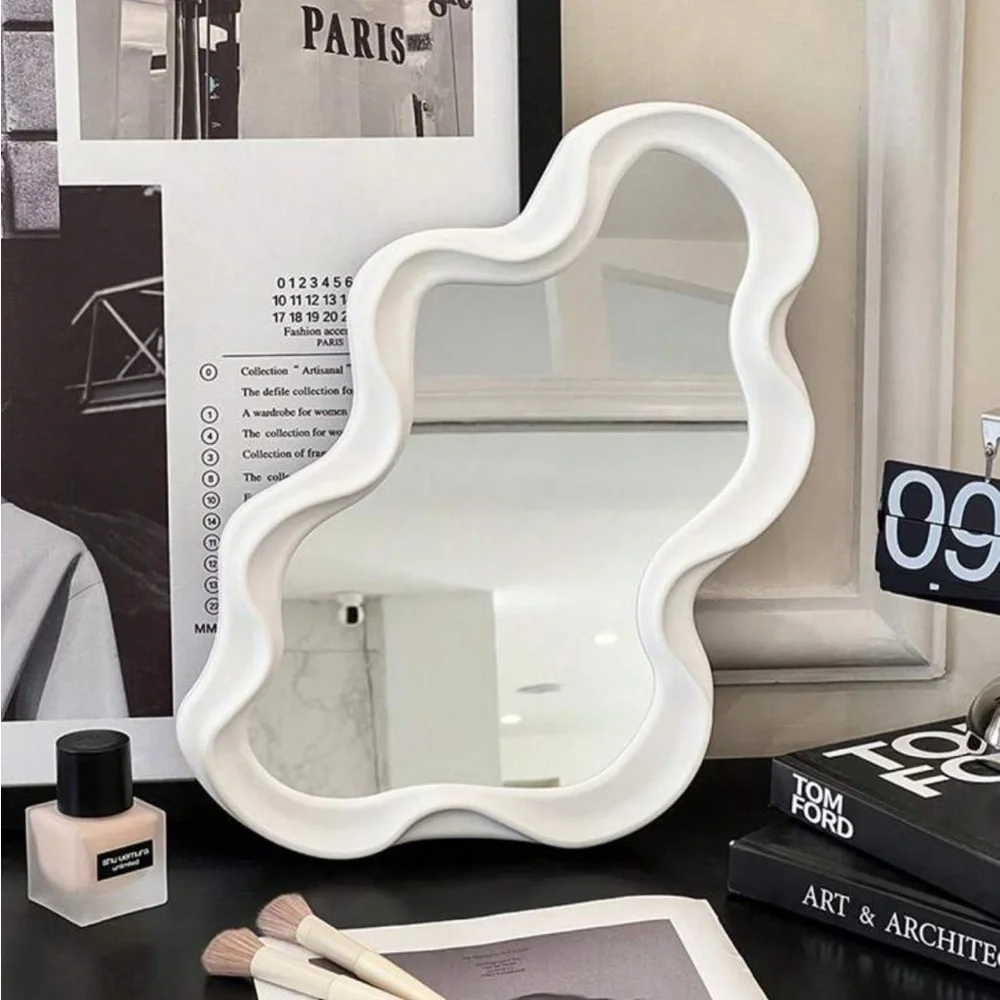 Student Dormitory Desktop/ Wall Hanging Cloud-Shaped Mirror, French Simple